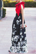 High Waist Floral Print Swing Maxi Satin Skirt