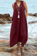 Mixiedress V Neck Sleeveless Baggy Beach Dress with Pockets