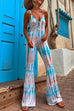 Mixiedress Lace-up V Neck Flare Bottoms Tie Dye Skinny Cami Jumpsuit