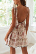 Mixiedress V Neck Tie Shoulder Backless Printed Beach Cami Dress