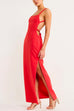 Cut Out Waist Backless Side Split Cami Maxi Party Dress