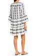 Mixiedress V Neck Bell Sleeves Printed A-line Swing Dress