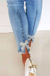 Mixiedress Bow Knot Pearl Beaded Pencil Denim Pants