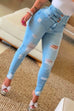 Mixiedress Button Up High Waist Ripped Skinny Jeans