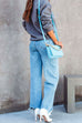 Mixiedress Raw Hem Wide Leg Casual Denim Pants