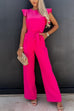 Mixiedress Crewneck Ruffle Short Sleeve Tie Waist Jumpsuit