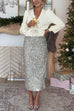 High Waist Shinny Sequin Maxi Party Skirt