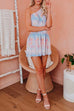 Mixiedress One Shoulder Ruffle Sleeve Smocked Waist Tie Dye Dress