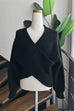 Mixiedress V Neck Batwing Sleeves Cross Front Sweater
