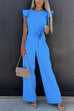 Mixiedress Crewneck Ruffle Short Sleeve Tie Waist Jumpsuit