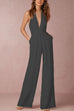 Mixiedress Deep V Neck Sleeveless Jumpsuit with Pockets