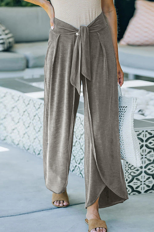 Mixiedress Tie Knot Waist Wide Leg Pants